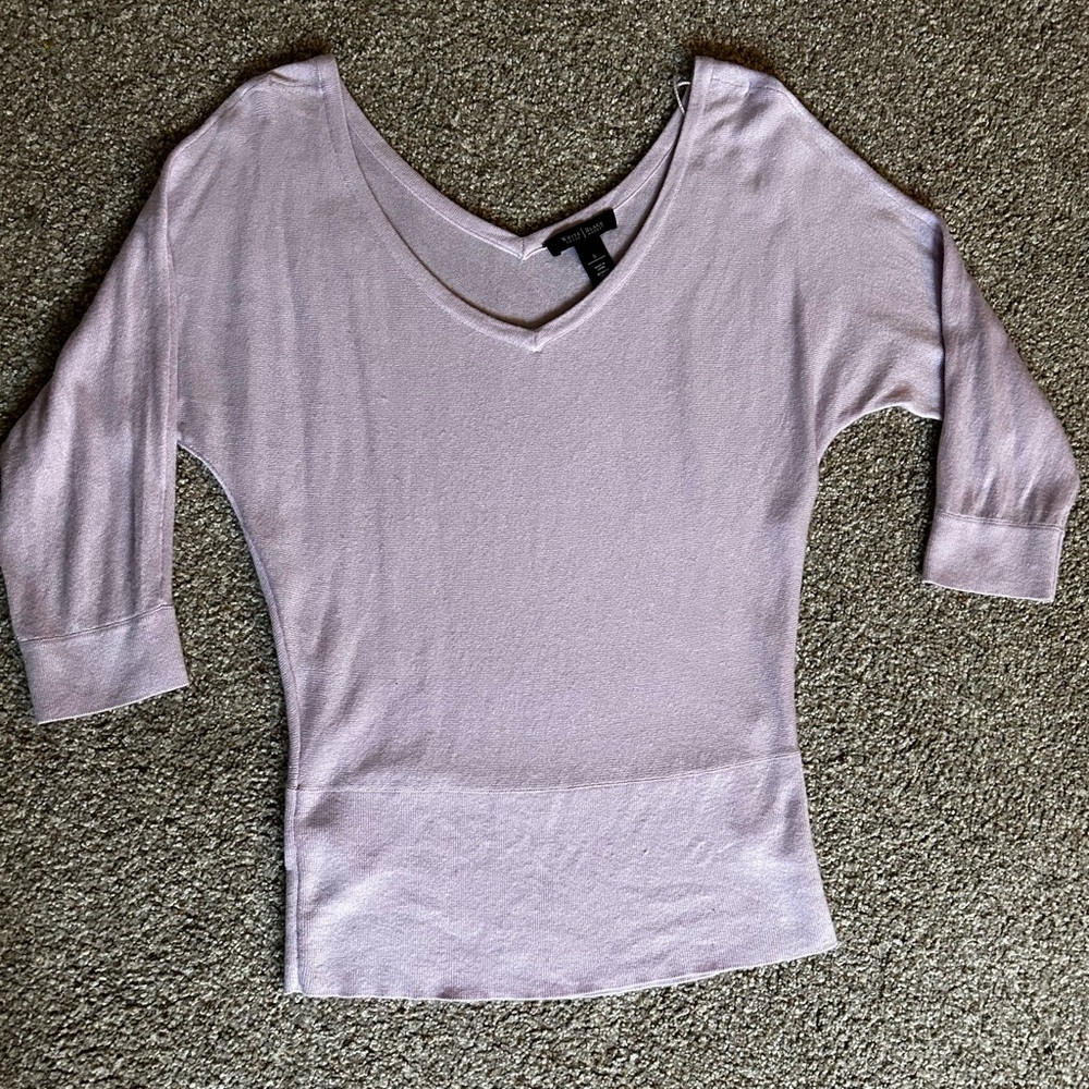 White House Black Market Cashmere Blend Light Purple Knit Top